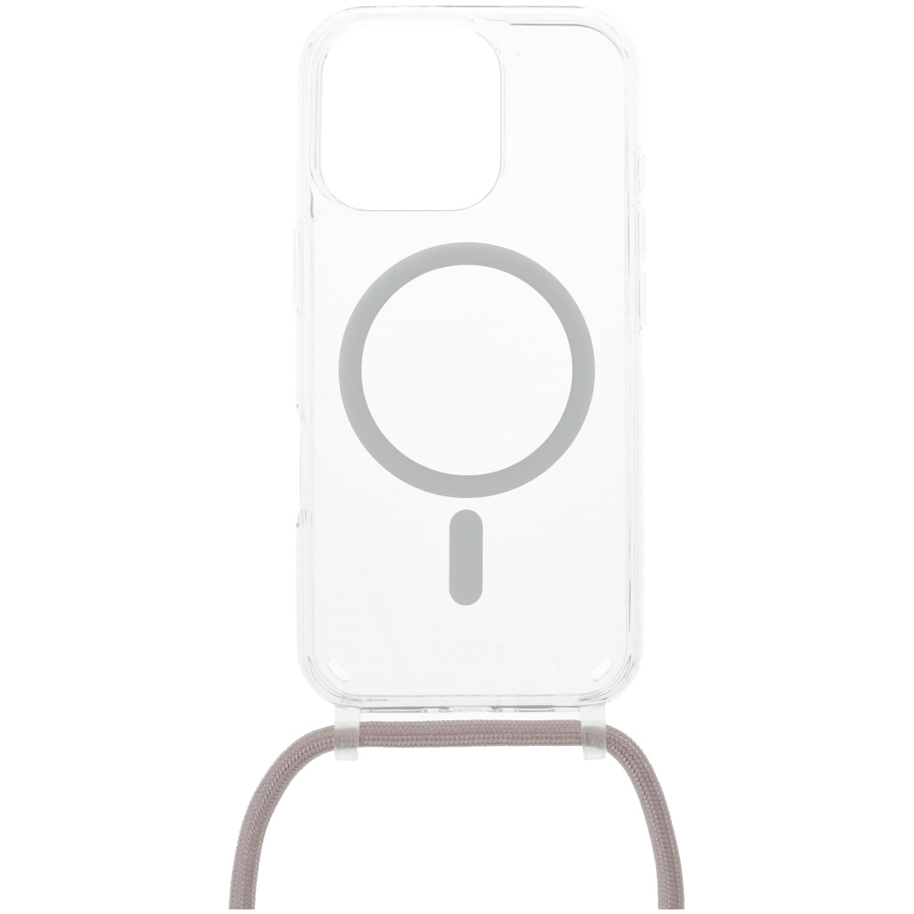 Etui ze smyczą FIXED MagPure Neck do MagSafe z dodatkowym filtrem anty UV do iPhone 16 Pro, różowe